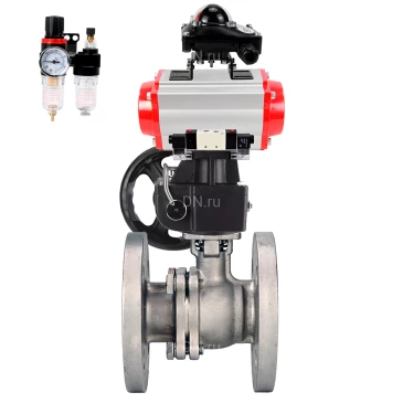 Кран шаровой DN.ru BV3232P(2pc)-FP-F-ISO-H WDVF Ду200 Ру16 полнопроходной, фланцевый, нержавеющая сталь 316, PTFE, с пневмоприводом PA-DA-160, пневмораспределителем 4V320-08 220В NAMUR, БКВ APL-210N, БПВ AFC2000 и ручным дублером MON4-1200-T54-ISO