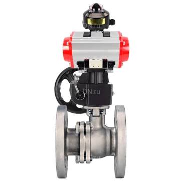 Кран шаровой DN.ru BV3232P(2pc)-FP-F-ISO-H WDVF Ду200 Ру16 полнопроходной, фланцевый, нержавеющая сталь 316, PTFE, с пневмоприводом PA-DA-160, пневмораспределителем 4V320-08 220В NAMUR, БКВ APL-510N EX и ручным дублером MON4-1200-T54-ISO