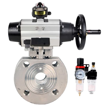 Кран шаровой DN.ru BV3232P-FP-Fb-ISO-H WDVF Ду100 Ру16 полнопроходной, межфланцевый, корпус - нержавеющая сталь 316, уплотнение - PTFE, с пневмоприводом PA-DA-105-1, пневмораспределителем 4М310-08 220В NAMUR, БКВ APL-510N EX и БПВ AFC2000