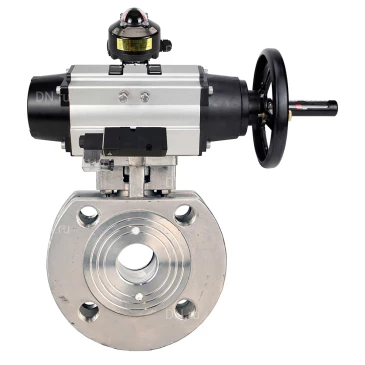 Кран шаровой DN.ru BV3232P-FP-Fb-ISO-H WDVF Ду100 Ру16 полнопроходной, межфланцевый, корпус - нержавеющая сталь 316, уплотнение - PTFE, с пневмоприводом PA-DA-105-1, пневмораспределителем 4М310-08 24В NAMUR и БКВ APL-510N EX