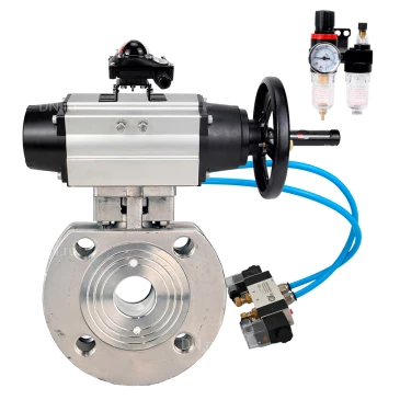 Кран шаровой DN.ru BV3232P-FP-Fb-ISO-H WDVF Ду100 Ру16 полнопроходной, межфланцевый, корпус - нержавеющая сталь 316, уплотнение - PTFE, с пневмоприводом PA-DA-105-1, пневмораспределителем 4V320-10 220В, БКВ APL-210N и БПВ AFC2000