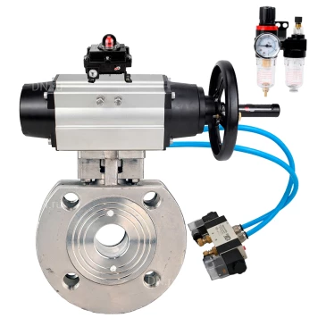 Кран шаровой DN.ru BV3232P-FP-Fb-ISO-H WDVF Ду80 Ру16 полнопроходной, межфланцевый, корпус - нержавеющая сталь 316, уплотнение - PTFE, с пневмоприводом PA-DA-105-1, пневмораспределителем 4V320-10 220В, БКВ APL-410N EX и БПВ AFC2000