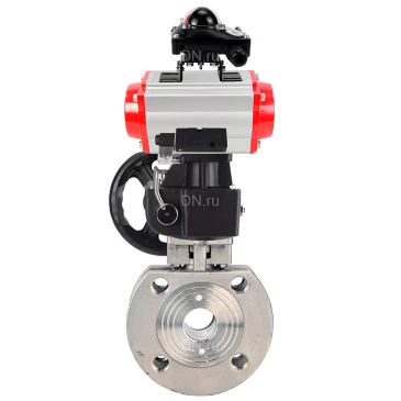 Кран шаровой DN.ru BV3232P-FP-Fb-ISO-H WDVF Ду50 Ру16 полнопроходной, межфланцевый, корпус - нержавеющая сталь 316, уплотнение - PTFE, с пневмоприводом PA-DA-083, пневмораспределителем 4М310-08 24В NAMUR, БКВ APL-210N и ручным дублером MON1-250-T26-ISO