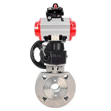 Кран шаровой DN.ru BV3232P-FP-Fb-ISO-H WDVF Ду80 Ру16 полнопроходной, межфланцевый, нержавеющая сталь 316, PTFE, с пневмоприводом PA-DA-105, пневмораспределителем 4V320-10 220В NAMUR, БКВ APL-410N EX и ручным дублером MON2-450-T28-ISO