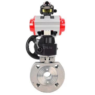 Кран шаровой DN.ru BV3232P-FP-Fb-ISO-H WDVF Ду50 Ру16 полнопроходной, межфланцевый, нержавеющая сталь 316, PTFE, с пневмоприводом PA-DA-083, пневмораспределителем 4V320-08 220В NAMUR, БКВ APL-510N EX и ручным дублером MON1-250-T26-ISO