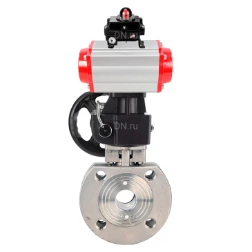 Кран шаровой DN.ru BV3232P-FP-Fb-ISO-H WDVF Ду100 Ру16 полнопроходной, межфланцевый, корпус - нержавеющая сталь 316, уплотнение - PTFE, с пневмоприводом PA-DA-105, БКВ APL-410N EX и ручным дублером MON2-450-T28-ISO