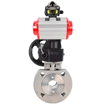 Кран шаровой DN.ru BV3232P-FP-Fb-ISO-H WDVF Ду100 Ру16 полнопроходной, межфланцевый, корпус - нержавеющая сталь 316, уплотнение - PTFE, с пневмоприводом PA-DA-105, БКВ APL-510N EX и ручным дублером MON2-450-T28-ISO