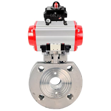 Кран шаровой DN.ru BV3232P-FP-Fb-ISO-H WDVF Ду80 Ру16 полнопроходной, межфланцевый, корпус - нержавеющая сталь 316, уплотнение - PTFE, с пневмоприводом PA-DA-105, пневмораспределителем 4V320-10 220В NAMUR и БКВ APL-410N EX