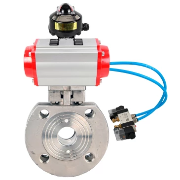 Кран шаровой DN.ru BV3232P-FP-Fb-ISO-H WDVF Ду100 Ру16 полнопроходной, межфланцевый, корпус - нержавеющая сталь 316, уплотнение - PTFE, с пневмоприводом PA-SA-160, пневмораспределителем 4V320-10 220В и БКВ APL-510N EX