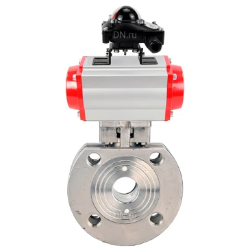 Кран шаровой DN.ru BV3232P-FP-Fb-ISO-H WDVF Ду100 Ру16 полнопроходной, межфланцевый, корпус - нержавеющая сталь 316, уплотнение - PTFE, с пневмоприводом PA-SA-160 и БКВ APL-210N