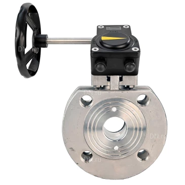 Кран шаровой DN.ru BV3232P-FP-Fb-ISO-H WDVF Ду100 Ру16 полнопроходной, межфланцевый, корпус - нержавеющая сталь 316, уплотнение - PTFE, с редуктором DN.ru HAM RQN2-300ZT37