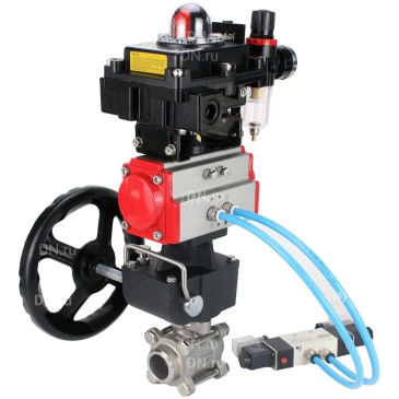 Кран шаровой DN.ru BV3232P(3pc)-FP-W-ISO-H WDVF Ду25 Ру63 полнопроходной, трехсоставной, нерж. сталь 316, PTFE, под приварку, с пн.приводом PA-DA-052, пн.распределителем 4V320-10 220В, БКВ APL-510N EX, руч. дублером MON1-250-T26-ISO, БПВ AFC2000 Кран шаровой DN.ru BV3232P(3pc)-FP-W-ISO-H WDVF Ду25 Ру63 полнопроходной, трехсоставной, нерж. сталь 316, PTFE, под приварку, с пн.приводом PA-DA-052, пн.распределителем 4V320-10 220В, БКВ APL-510N EX, руч. дублером MON1-250-T26-ISO, БПВ AFC2000