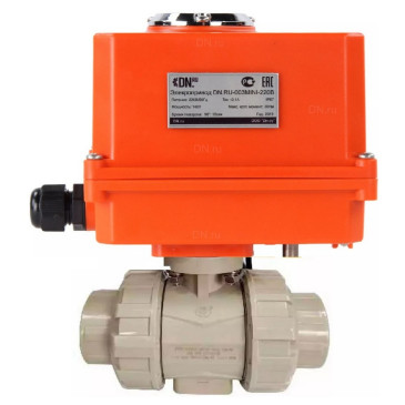 Кран шаровой DN.ru BV4242E-FP-GRM-ISO Дн25 Ру10 межфланцевый, полнопроходной, клеевой с разборным муфтовым соединением, корпус - UPVC (НПВХ), шар - UPVC (НПВХ), уплотнение - EPDM, с электроприводом QT-N-003EM-O1-220VAC-У1 MINI Кран шаровой DN.ru BV4242E-FP-GRM-ISO Дн25 Ру10 межфланцевый, полнопроходной, клеевой с разборным муфтовым соединением, корпус - UPVC (НПВХ), шар - UPVC (НПВХ), уплотнение - EPDM, с электроприводом QT-N-003EM-O1-220VAC-У1 MINI