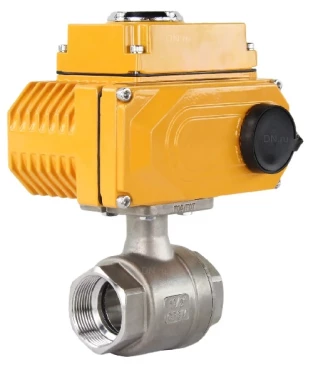 Кран шаровой DN.ru BV3232P(2pc)-FP-T-ISO-H Ду80 Ру40 полнопроходной двухходовой, нержавеющая сталь 316, внутренняя резьба, уплотнение - PTFE, с электроприводом DN.ru QT-N-008EM-O1-220VAC-У1