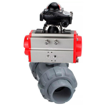 Кран шаровой DN.ru BV4242E-FP-GRM-ISO Дн80 Ру10 межфланцевый полнопроходной, корпус - НПВХ, шар - НПВХ, уплотнение - EPDM, с пневмоприводом PA-SA-065 и БКВ APL-210N Кран шаровой DN.ru BV4242E-FP-GRM-ISO Дн80 Ру10 межфланцевый полнопроходной, корпус - НПВХ, шар - НПВХ, уплотнение - EPDM, с пневмоприводом PA-SA-065 и БКВ APL-210N