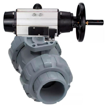 Кран шаровой DN.ru BV4242E-FP-GRM-ISO Дн50 Ру10 межфланцевый полнопроходной, корпус - НПВХ, шар - НПВХ, уплотнение - EPDM, с пневмоприводом PA-DA-105-1 и пневмораспределителем 4M310-08 24В Кран шаровой DN.ru BV4242E-FP-GRM-ISO Дн50 Ру10 межфланцевый полнопроходной, корпус - НПВХ, шар - НПВХ, уплотнение - EPDM, с пневмоприводом PA-DA-105-1 и пневмораспределителем 4M310-08 24В