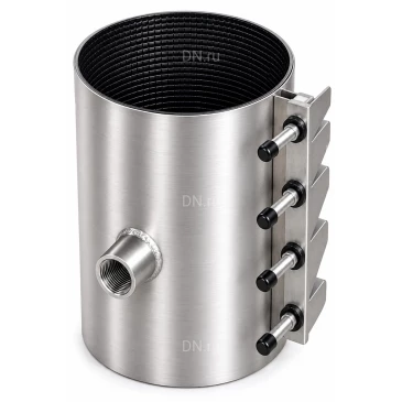 Хомут врезной с отводом (внутренняя резьба) DN.ru CTf-31E(1pc)-200-25 1″ Ду80 (Дн86-94) Ру16 односоставный, материал корпуса - нержавеющая сталь AISI 304, уплотнение - EPDM, длина - 200мм