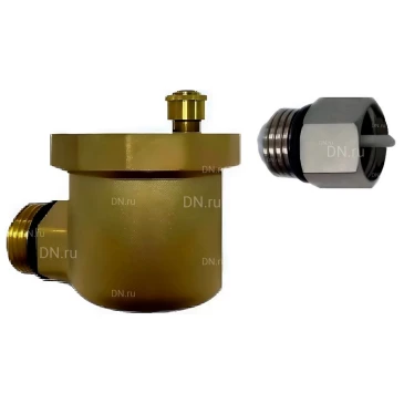 Воздухоотводчик поплавковый автоматический DN.ru AVA00S-T Ду15 Ру10 корпус - латунь HPb57-3, материал золотника - Silicon,  тип присоединения - резьбовой,  угловой, с клапаном отсекающим DN.ru VSAV0041E-T