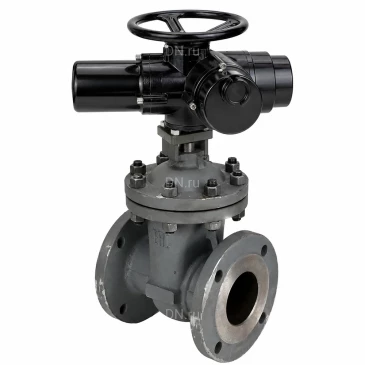 Задвижка клиновая 30с964нж DN.ru GVWR2121M-2W-F-ОСТ Ду50 Ру25 GAIR фланцевая, с ОСТ-фланцем тип АК (А), корпус - сталь 25Л, материал клина - сталь 25Л, уплотнение - металл, с электроприводом DN.ru MT-N-010M-O2-380VAC-У1 JW