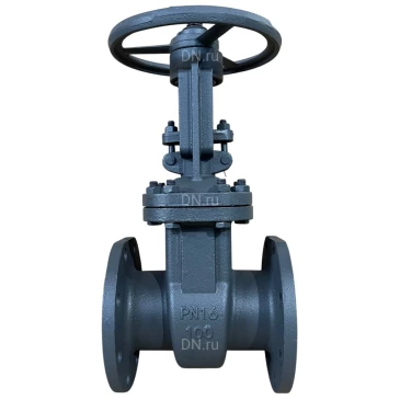 Задвижка клиновая 30с41нж DN.ru GVWR2121M-2W-F-S Ду100 Ру16 фланцевая, корпус - сталь 25Л, материал клина - сталь 25Л, уплотнение - металл, шток - выдвижной, со штурвалом