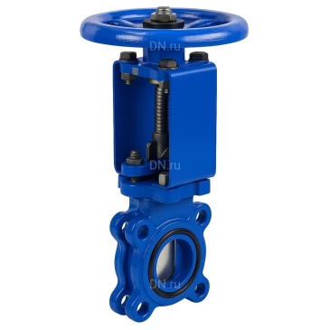 Задвижка шиберная DN.ru GVKR1331N-2W-Fb-S Ду100 Ру16 двусторонняя, межфланцевая, шпиндель - выдвижной, корпус - чугун GGG40, шибер - нержавеющая сталь 304, уплотнение - NBR, управление - штурвал, WENZ
