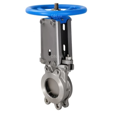 Задвижка шиберная DN.ru GVKN3131M-1W-Fb-S Ду150 Ру10 односторонняя, межфланцевая, шпиндель - невыдвижной, корпус - нержавеющая сталь 304, шибер - нержавеющая сталь 304, уплотнение - металл, управление - штурвал, WENZ