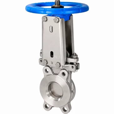 Задвижка шиберная DN.ru Ду80 Ру16 WENZ односторонняя, межфланцевая, шпиндель - выдвижной, корпус - нержавеющая сталь CF8M/AISI 316, шибер - нержавеющая сталь 316, уплотнение - металл, управление - штурвал (GVKR3232M-1W-Fb-S)