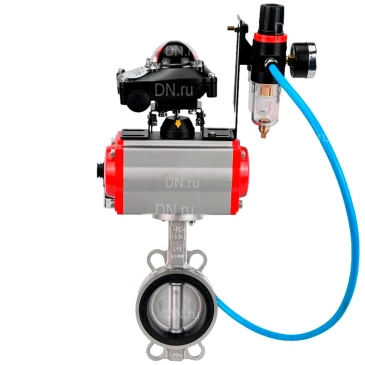 Затвор дисковый поворотный DN.ru WBV3232V-2W-Fb-H Ду50 Ру16, корпус - нержавеющая сталь 316L, диск - нержавеющая сталь 316L, уплотнение - VITON, с пневмоприводом PA-DA-065, пневмораспределителем 4М310-08 24В NAMUR, БКВ APL-210N и БПВ AFC2000