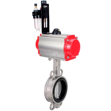 Затвор дисковый поворотный DN.ru WBV3232V-2W-Fb-H Ду200 Ру16, корпус - нержавеющая сталь 316L, диск - нержавеющая сталь 316L, уплотнение - VITON, с пневмоприводом PA-SA-160, пневмораспределителем 4М310-08 24В NAMUR и БПВ AFC2000