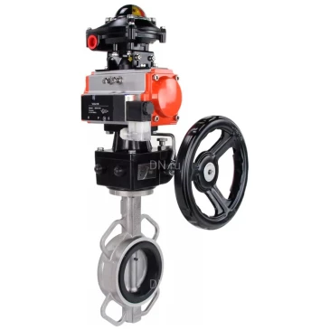 Затвор дисковый поворотный DN.ru WBV3232V-2W-Fb-H Ду300 Ру16, корпус - нержавеющая сталь 316L, диск - нержавеющая сталь 316L, уплотнение - VITON, с пн.прив PA-DA-140, пн.расп 4V320-08 220В, БКВ APL-410N EX и руч. дублером MON4-1200-T54-ISO
