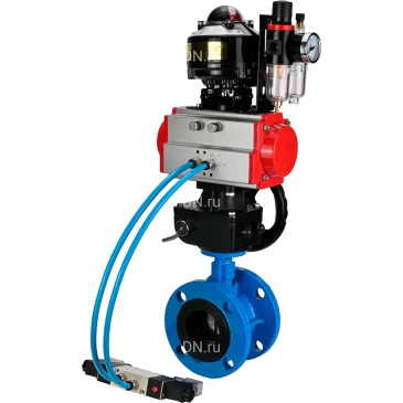 Затвор дисковый поворотный DN.ru WBV1313E-2W-F-H Ду150 Ру16, корпус - чугун GGG40, диск - чугун GGG40, EPDM, с пневмоприводом PA-DA-130, пневмораспределителем 4V320-08 NAMUR AC220V, ручным дублером MON1-250-T26-ISO, БКВ APL-510N EX и БПВ AFC2000