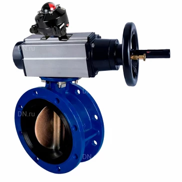 Затвор дисковый поворотный DN.ru WBV1331E-2W-F-H Ду65 Ру16 фланцевый, корпус - чугун GGG40, диск - нержавеющая сталь 304, уплотнение - EPDM, с пневмоприводом DN.ru PA-DA-105-1 и БКВ APL-210N