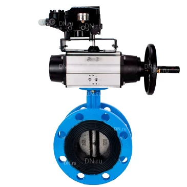 Затвор дисковый поворотный DN.ru WBV1331E-2W-F-H Ду50 Ру16 фланцевый, корпус - чугун GGG40, диск - нержавеющая сталь 304, уплотнение - EPDM, с пневмоприводом DN.ru PA-DA-105-1 и позиционером YT-1000RSN без обратной связи