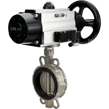 Затвор дисковый поворотный DN.ru WBV3131V-2W-Fb-H Ду150 Ру16 межфланцевый, корпус - нержавеющая сталь 304, диск - нержавеющая сталь 304, уплотнение - VITON, с пневмоприводом PA-DA-105-1 и пневмораспределителем 4M310-08 24В NAMUR