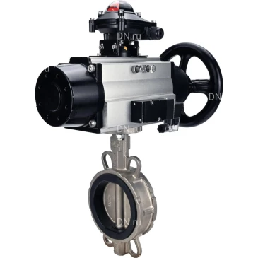 Затвор дисковый поворотный DN.ru WBV3131V-2W-Fb-H Ду150 Ру16 межфланцевый, корпус - нержавеющая сталь 304, диск - нержавеющая сталь 304, уплотнение - VITON, с пневмоприводом PA-DA-105-1, пневмораспределителем 4M310-08 220В NAMUR и БКВ APL-210N