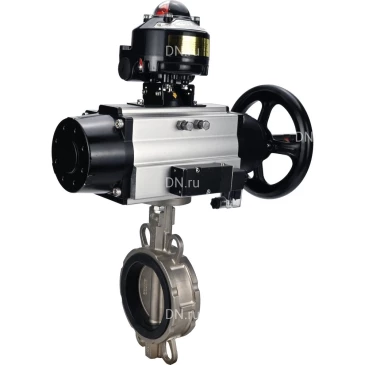 Затвор дисковый поворотный DN.ru WBV3131V-2W-Fb-H Ду150 Ру16 межфланцевый, корпус - нержавеющая сталь 304, диск - нержавеющая сталь 304, уплотнение - VITON, с пневмоприводом PA-DA-105-1, пневмораспределителем 4M310-08 24В NAMUR и БКВ APL-210N