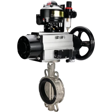 Затвор дисковый поворотный DN.ru WBV3131V-2W-Fb-H Ду150 Ру16 межфланцевый, корпус - нержавеющая сталь 304, диск - нержавеющая сталь 304, уплотнение - VITON, с пневмоприводом PA-DA-105-1, пневмораспределителем 4M310-08 24В NAMUR, БКВ APL-210N и БПВ AFC2000