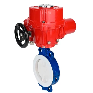 Затвор дисковый поворотный DN.ru WBV3434Pf-2W-Fb-R Ду200 Ру16, корпус - углеродистая сталь WCB, диск - углеродистая сталь WCB, футерованный PTFE, уплотнение - PTFE, с электроприводом QT-EX-020M-O2-380VAC-У1