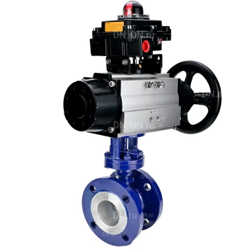 Затвор дисковый поворотный с тройным эксцентриситетом DN.ru WBV3EX-3431M-1W-F-ISO Ду100 Ру25, корпус - углеродистая сталь WCB, диск - нержавеющая сталь 304, уплотнение - METAL, с пневмоприводом PA-DA-105-1 и БКВ APL-410N EX