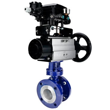 Затвор дисковый поворотный с тройным эксцентриситетом DN.ru WBV3EX-3431M-1W-F-ISO Ду100 Ру25, корпус - углеродистая сталь WCB, диск - нержавеющая сталь 304, уплотнение - METAL, с пневмоприводом PA-DA-105-1 и позиционером YT-1000RSN с обратной связью