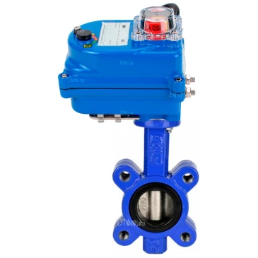 Затвор дисковый поворотный DN.ru WBV1631N-2W-Fb-H Ду50 Ру16 LUG межфланцевый, корпус - чугун QT450, диск - нержавеющая сталь AISI 304, уплотнение - NBR, с электроприводом QT-N-003EM-O1-12VDC-У1 blue 12В