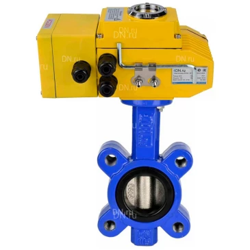 Затвор дисковый поворотный DN.ru WBV1631E-2W-Fb-H Ду65 Ру16 LUG межфланцевый, корпус - чугун QT450, диск - нержавеющая сталь AISI 304, уплотнение - EPDM, с электроприводом QT-N-005EM-O1-220VAC-У1