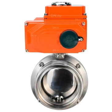 Затвор дисковый поворотный DN.ru WBV3131E-2W-T-H Ду25 Ру10 резьбовой, корпус - пищевая нержавеющая сталь 304, уплотнение - EPDM, с электроприводом QT-N-003EM-O1-24VDC-У1 HARK