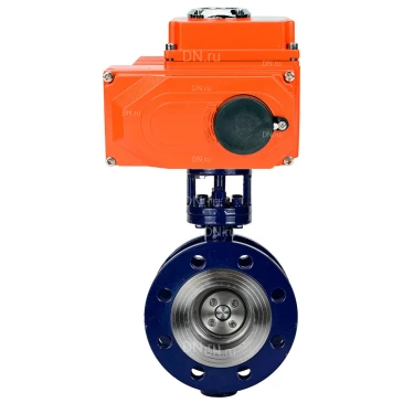 Затвор дисковый поворотный с тройным эксцентриситетом DN.ru WBV3EX-3431M-1W-F-ISO Ду150 Ру25 корпус - углеродистая сталь WCB, диск - нержавеющая сталь 304, уплотнение - METAL, с электроприводом DN.ru QT-N-080EM-О1-220VAC-У1 220В HARK