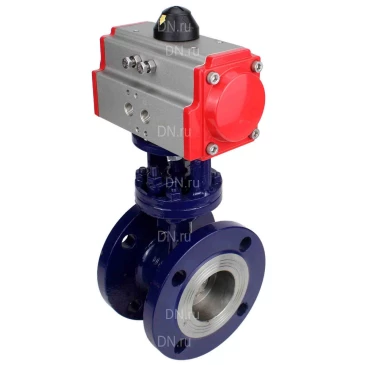 Затвор дисковый поворотный с тройным эксцентриситетом DN.ru WBV3EX-3431M-1W-F-ISO Ду50 Ру25, корпус - углеродистая сталь WCB, диск - нержавеющая сталь 304, уплотнение - METAL, с пневмоприводом PA-SA-130