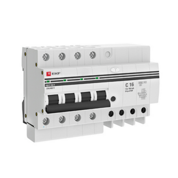 Автоматический выключатель дифференциального тока четырехполюсный EKF PROxima АД-4 С16 АС100 3P+N, ток утечки - 100 мА, переменный, сила тока - 16 А, отключающая способность - 4.5 кА
