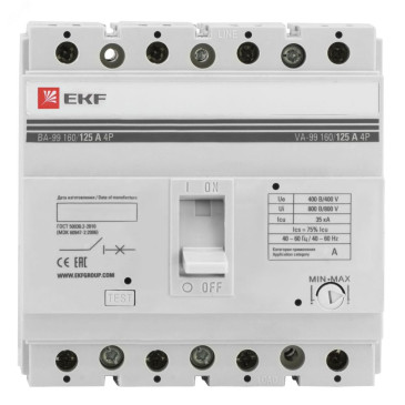Автоматический выключатель четырехполюсный EKF ВА-99/160 40А 4P отключающая способность 35кА