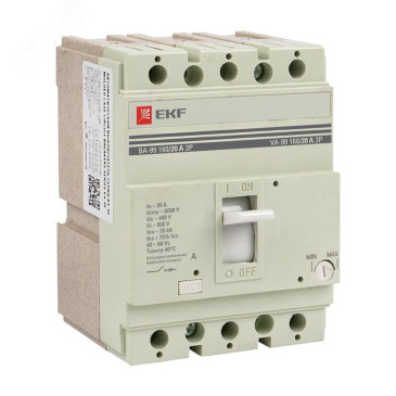Автоматический выключатель трехполюсный EKF PROxima ВА-99 3Р 160/80А, сила тока 80А, отключающая способность 36 кА