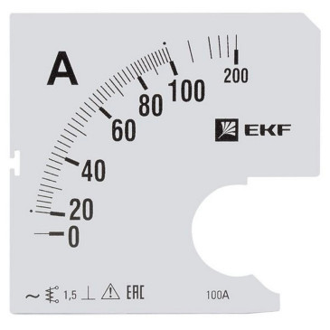 Шкала сменная EKF PROxima 100/5А-1.5 для амперметра А961, размер - 96x96 мм