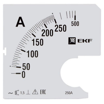 Шкала сменная EKF PROxima 250/5А-1.5 для амперметра А961, размер - 96x96 мм